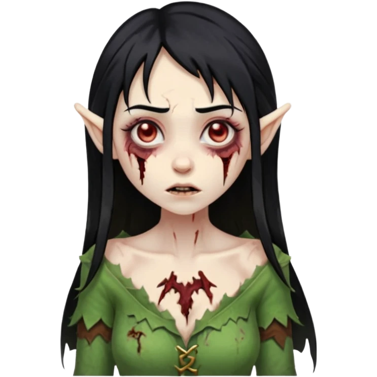woman elves zombie with black hair emoji