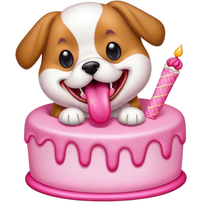 Dog eating cake pink  emoji