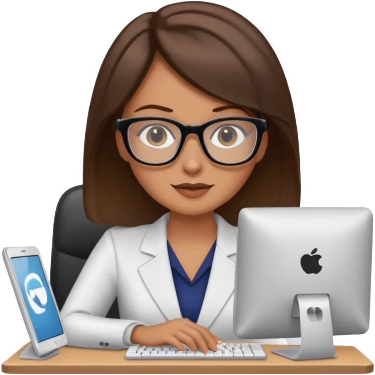 administrative assistant with brunette hair on computer emoji