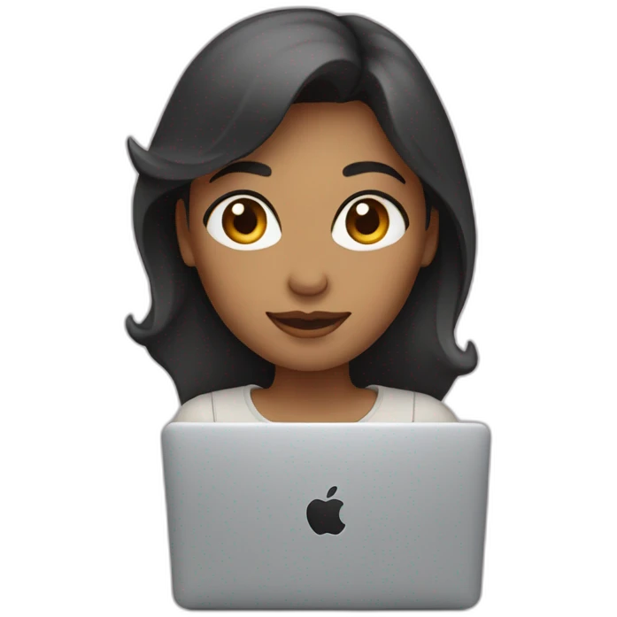Mujer joven con MacBook  emoji
