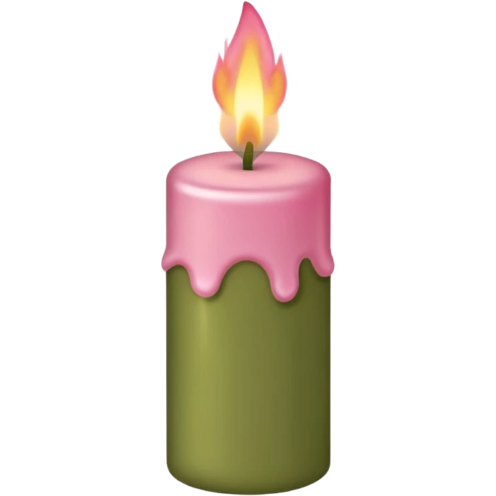 iOS emoji : olive green candle with baby pink flame emoji