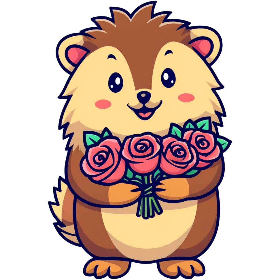 hedgehog with a bouquet of roses emoji