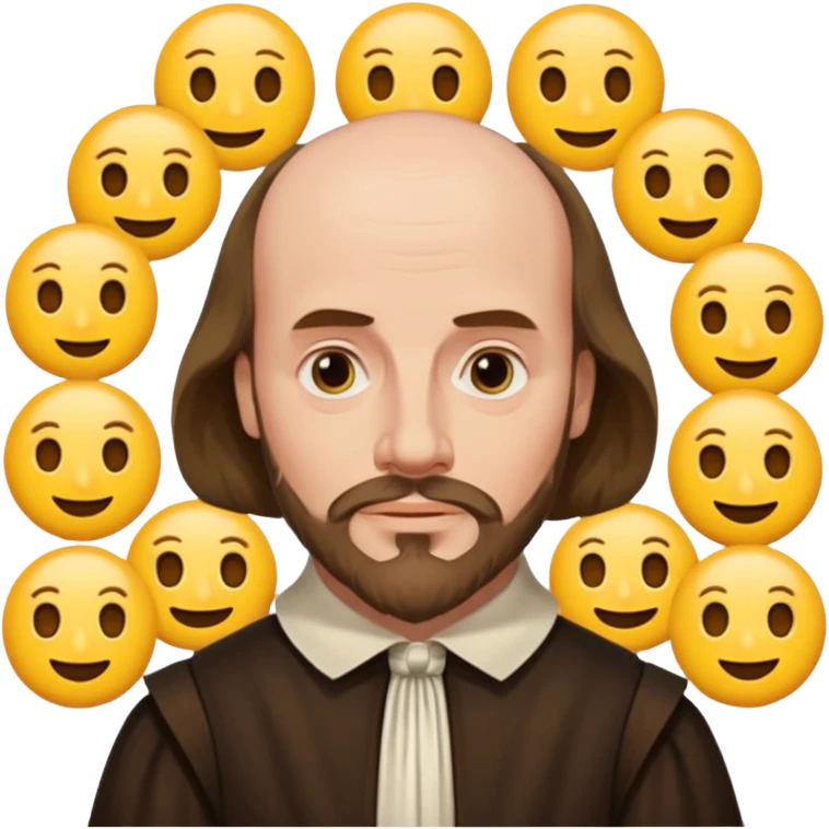 Shakespeare portrait identical to original dealing with a bunch og emojis emoji
