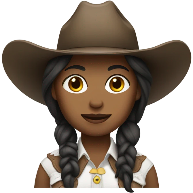 White cowgirl,  dark brown hair  emoji
