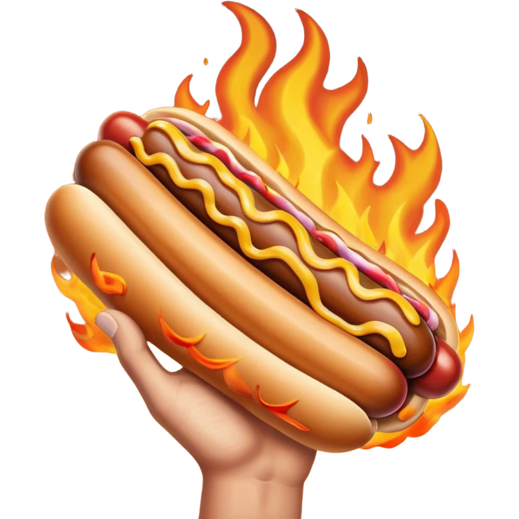 Hand Holding a Flaming Hotdog emoji