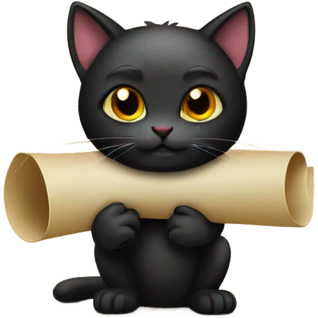 black cat holding scroll emoji
