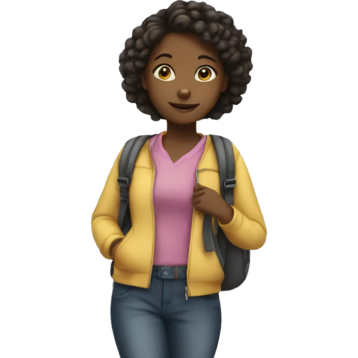 black girl walking in to school emoji