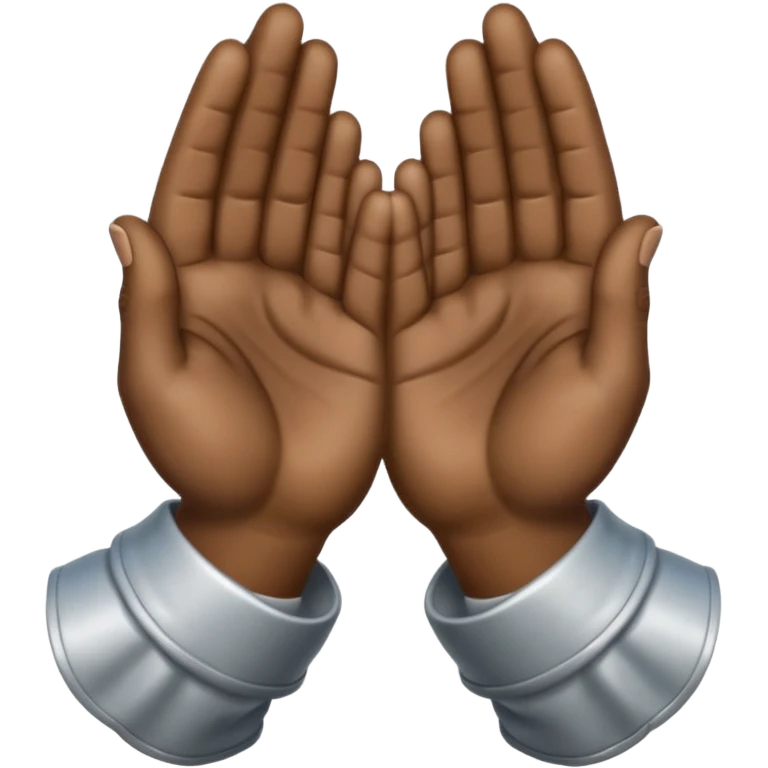 Emoji-style praying metallic hands, realistic proportions, clean outlines emoji