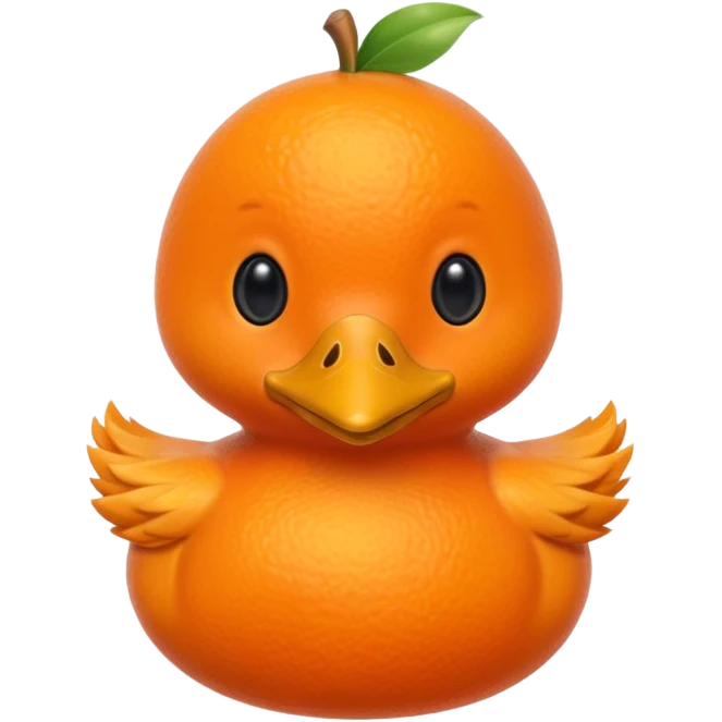 an orange fruit with duck beak and black dot eyes cartoon style unrealistick emoji