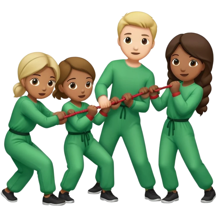 People in green jumpsuits playing tug of war emoji