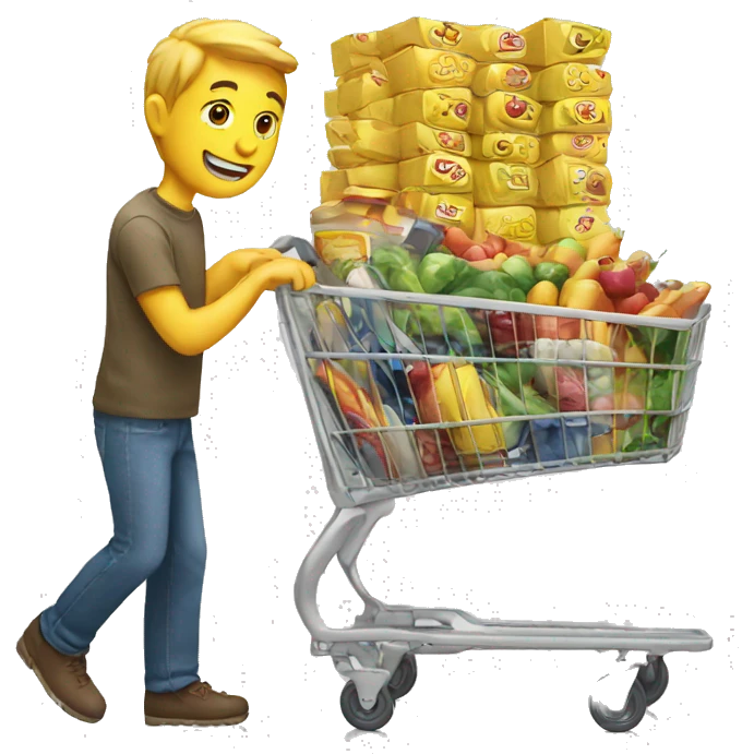 white man is going with product cart emoji