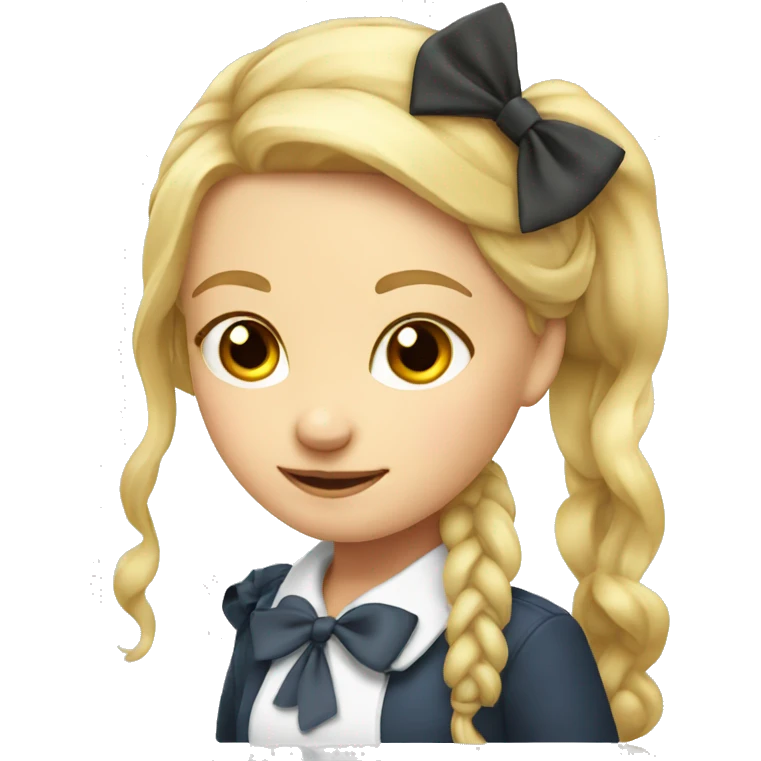 pretty blonde school girl with bow in her hair emoji