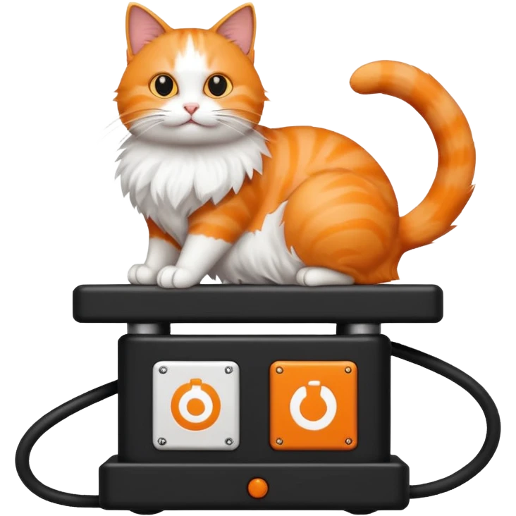 cat balancing on a carrier network switch as a beam emoji