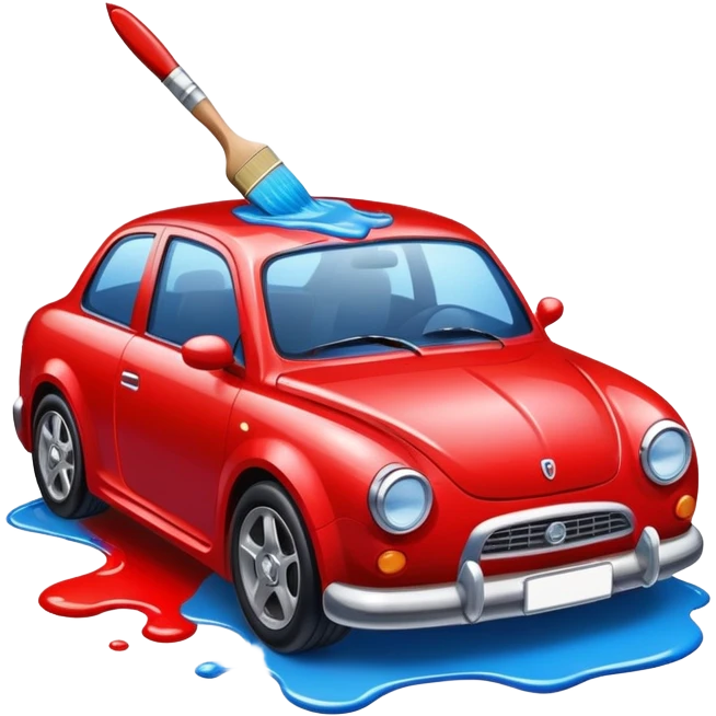 car with a paintbrush or paint drop emoji