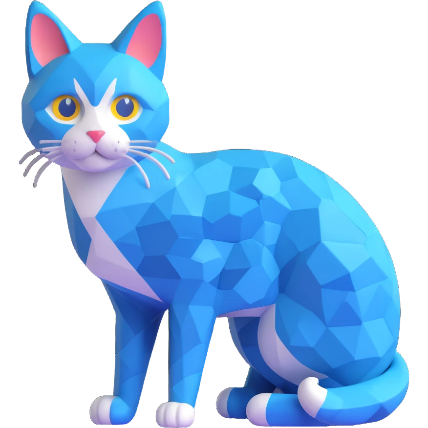 techy and mysterious cat inspired by the Chainlink logo, blue colors, with hexagonal patterns emoji