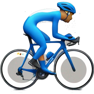 Cyclist in blue on top of a competition podium emoji