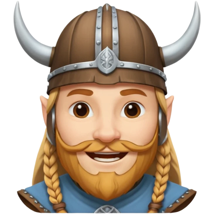 Viki vikingo smiling with classic cartoon viking helmet emoji