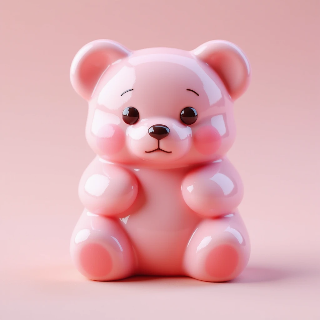 realistic pink candy shaped like a cute bear, photorealistic style emoji