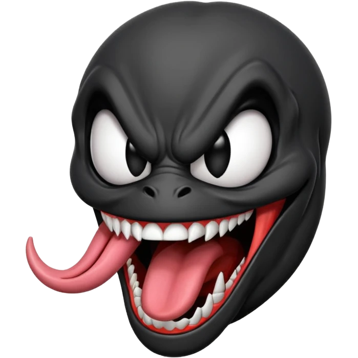 Venom with long tongue out, clean black body, no logos or markings, simplified emoji style emoji