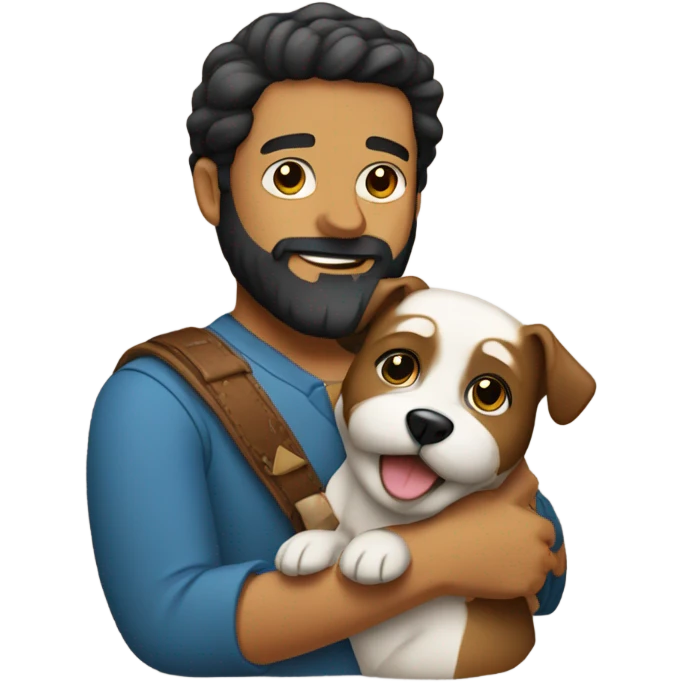 Bearded Hispanic holding little dog  emoji