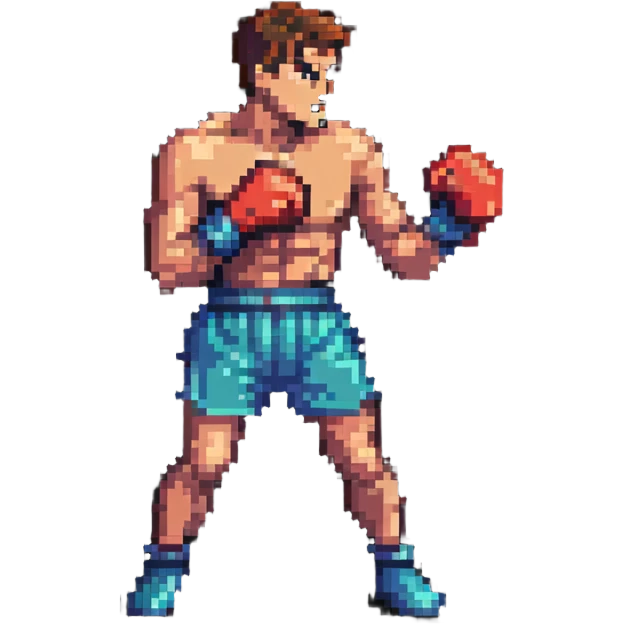 Pixel art boxer throwing a punch emoji