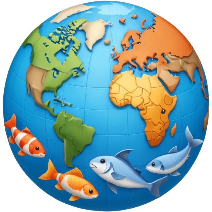 emoji showing a globe with different animals including bird, fish, mammal around it representing global animal diversity emoji