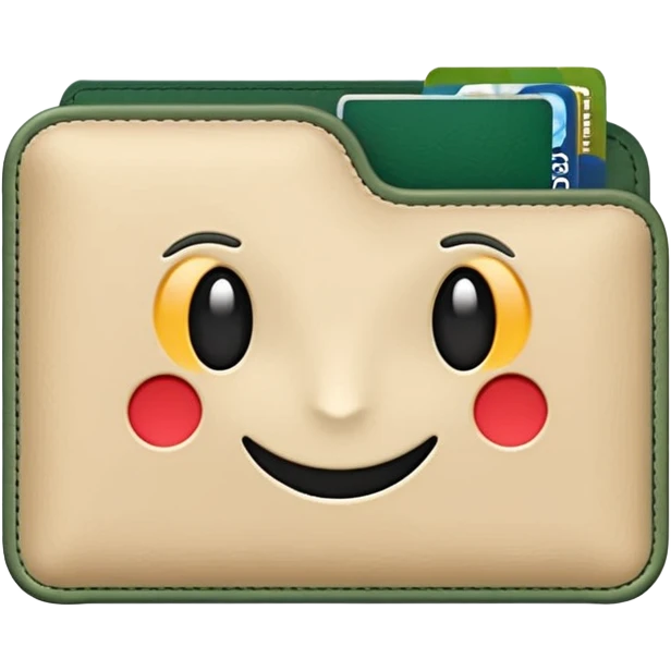 light beige wallet with dark green bills sticking out, no symbols or signs, emoji style emoji