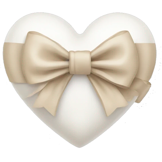 white heart with beige bow emoji
