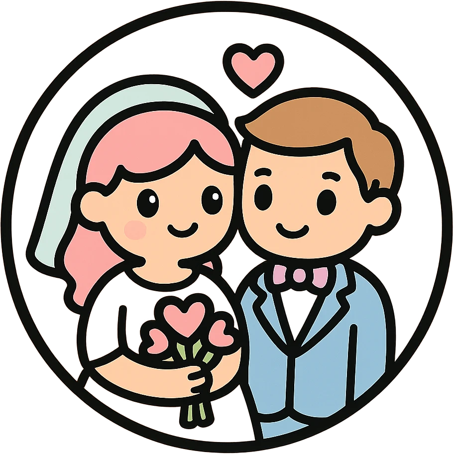 little alchemy style icon
subject: marriage
border: medium-black
shape: round, circular
background: white
style: full color fill with medium black outlining emoji