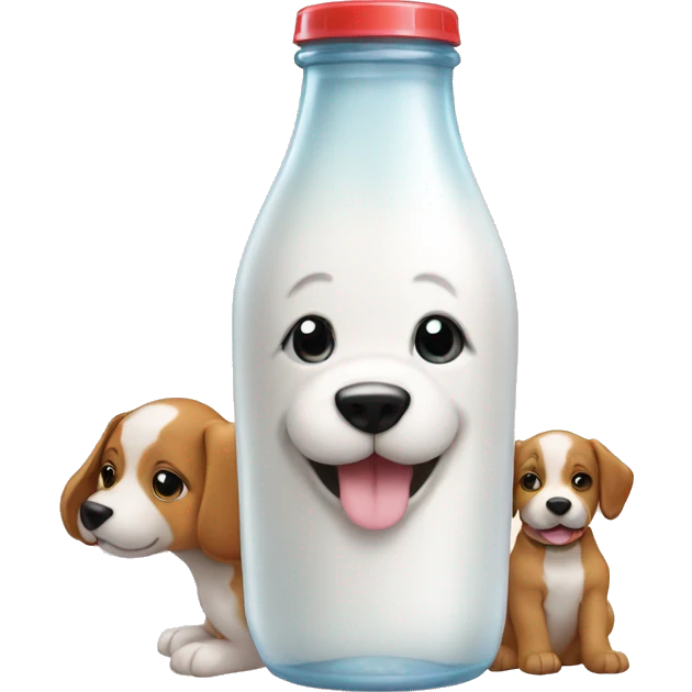 a milk bottle with a puppy on the bottle emoji