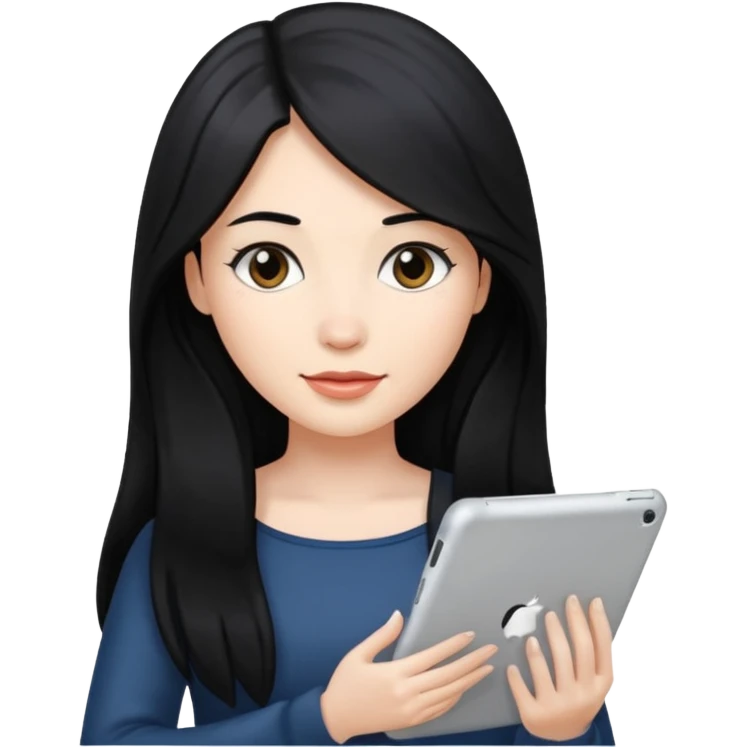 ESTUDIANTE CON IPAD mujer cabello largo emoji