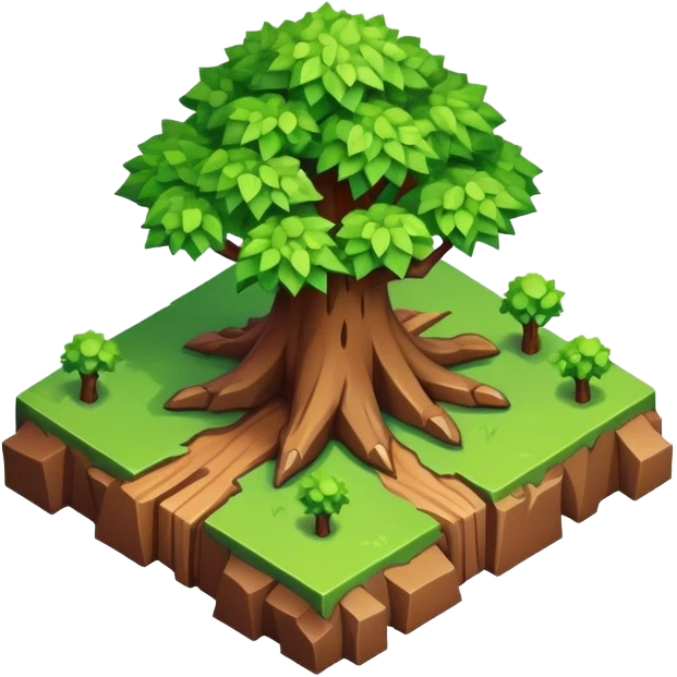 StarCraft-inspired, isometric rugged terrain tree emoji
