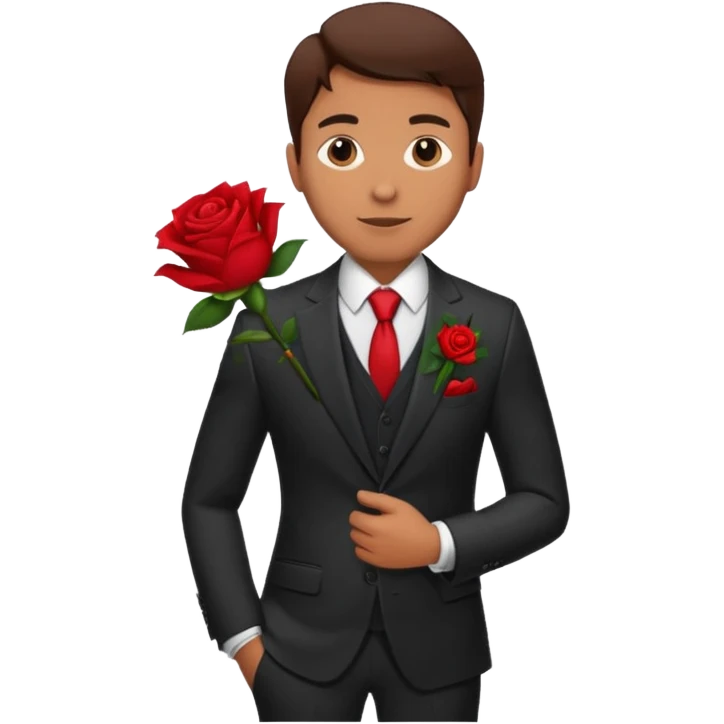 man with rose in his suit pocket emoji