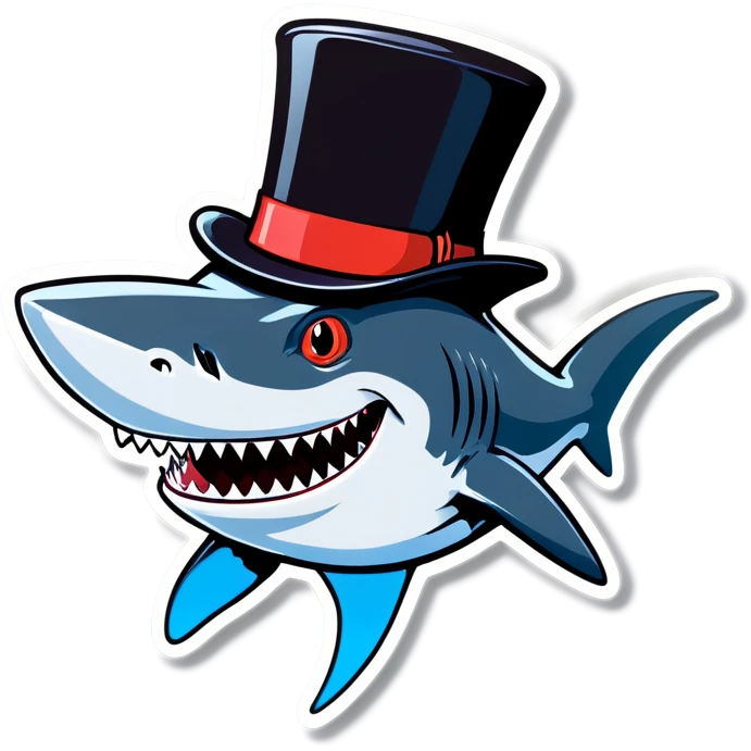 Shark with a top hat emoji