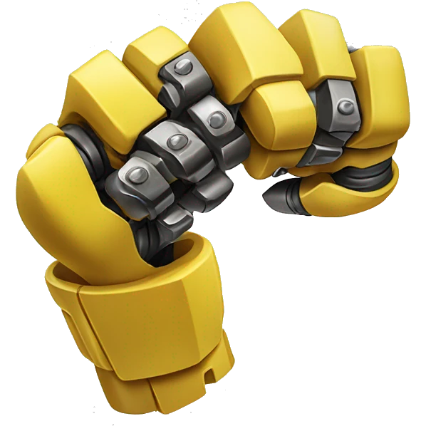 Yellow mechanical cyborg bicep that’s flexing emoji