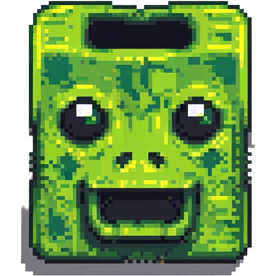 blocky pixelated Minecraft creeper face emoji, less realistic emoji