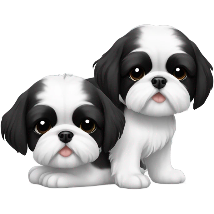 Two black and white shitz tzu puppies  emoji