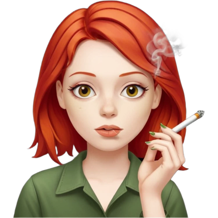 red hair alt girl smoking a joint emoji