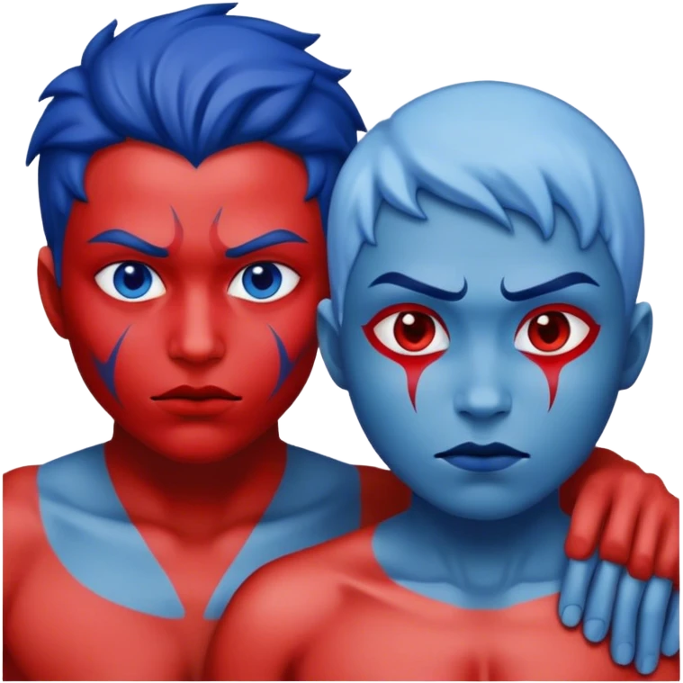two converts red and blue emoji