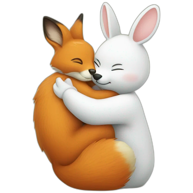 A Rabit hug a Fox  emoji