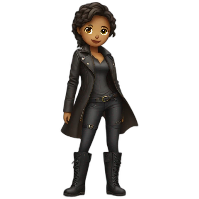 Girl wear leather and boots emoji