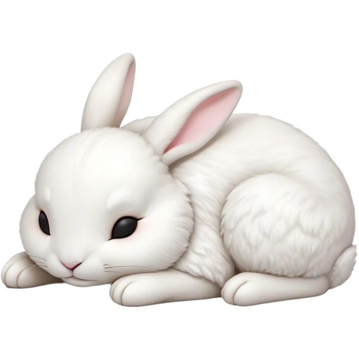 Meme-Worthy Cute Sleeping White Rabbit Portrait Emoji, Head resting peacefully with a contented smile, showcasing a delightfully compact build and a luxuriously soft pure white fur, eyes shut in a serene nap, Simplified yet hilariously adorable features, highly detailed, glowing with a soft, drowsy light, high shine, relaxed and utterly lovable, stylized with an air of playful laziness, bright and heartwarming, soft glowing outline, capturing the essence of a comically sleepy bunny, so meme-worthy it feels like it could instantly become the next viral sensation of adorable slumber! emoji