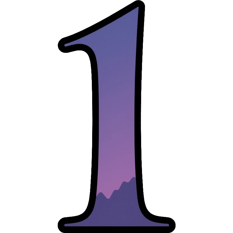 Number 1 in serif italic font with misty, haunting twilight colors emoji