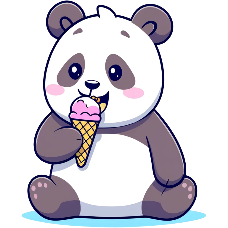 Panda eating ice cream emoji