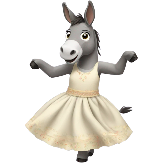 A donkey is dancing in a dress. emoji