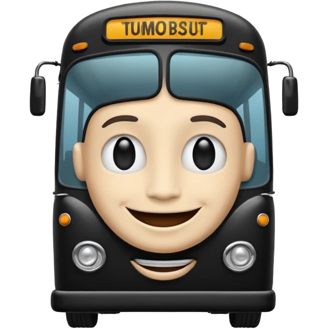 A Black Bus With The Human Face emoji