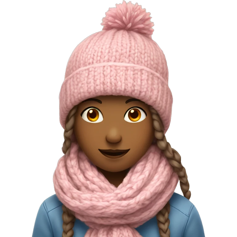 A girl in a warm knitted hat and scarf sends a heart emoji