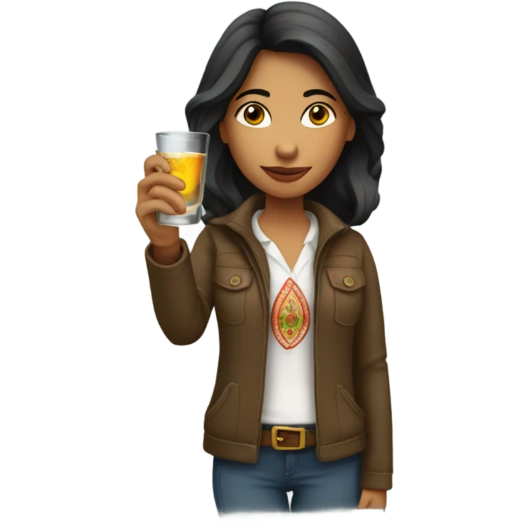 Peruvian female, drinking a shot of tequila emoji