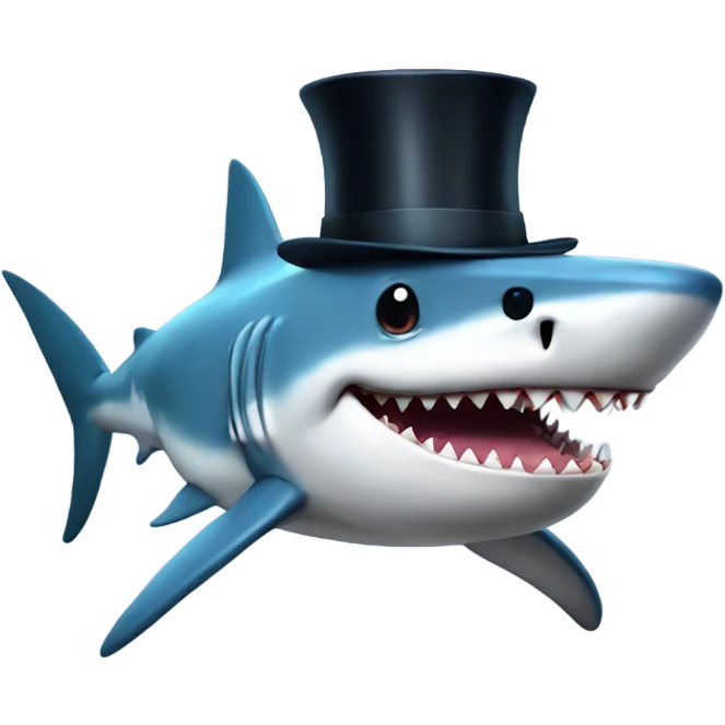 Shark with a top hat emoji