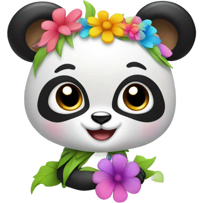 Cute female Panda wearing a tutu and a flower above 1 ear  emoji